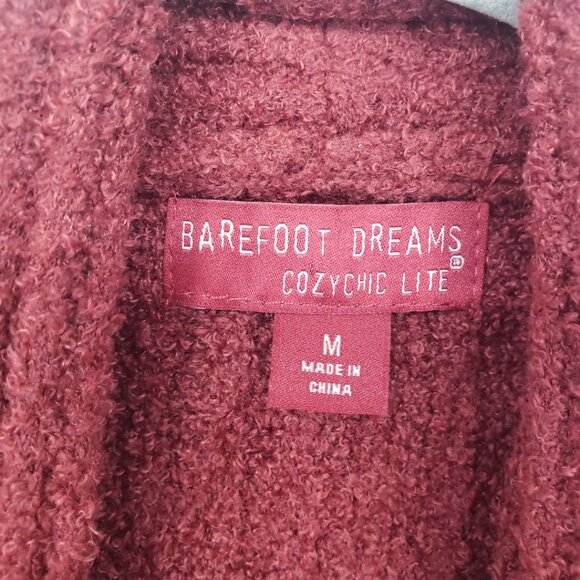 Barefoot Dreams Catalina Long Cardigan Sweater M CozyChic Lite Open Front Red - Picture 4 of 10